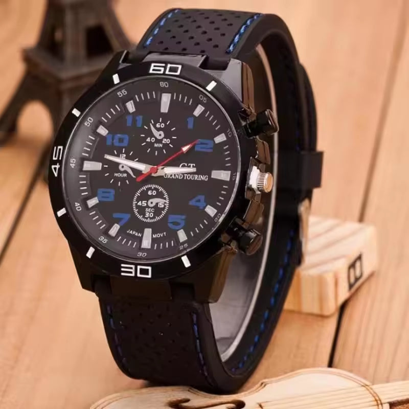 Fashionblack Leather Watch for Men Personality round Watch Dial Watch