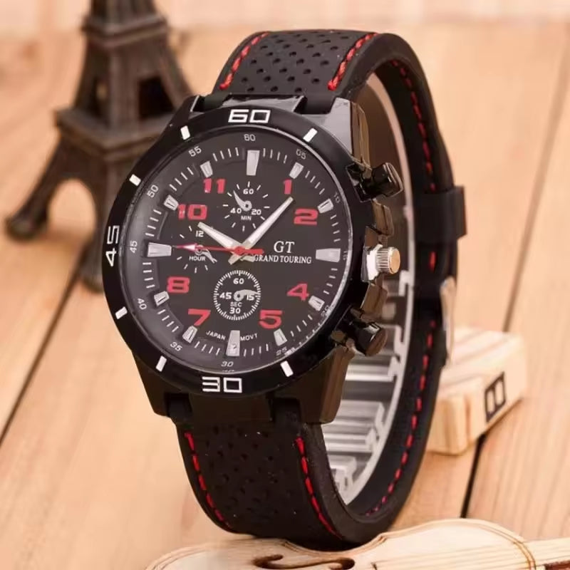 Fashionblack Leather Watch for Men Personality round Watch Dial Watch