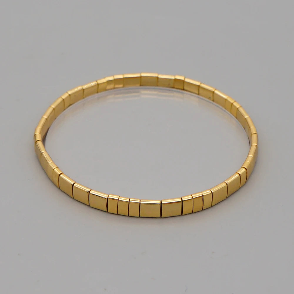 Tila Bracelets for Women Men Couple Jewelry Gift Classic Jewellery Gold Color Beaded Pulseras Stretch Bracelet Wholesale