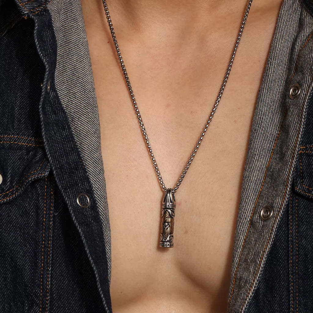 Collar Hombre Stainless Steel Israel Jewish Male Yurman Star of David Necklace Man'S Bullet David Star Necklace for Men S-01