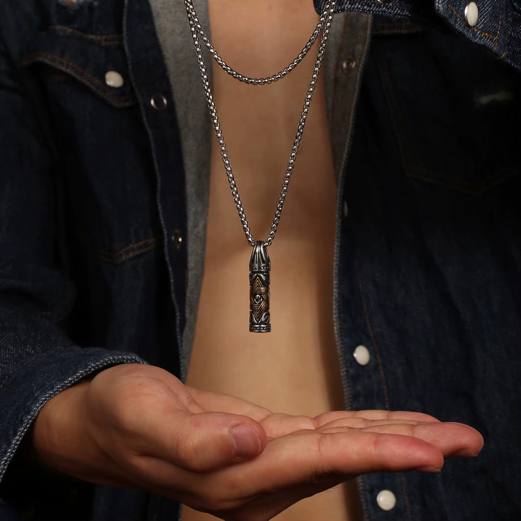 Collar Hombre Stainless Steel Israel Jewish Male Yurman Star of David Necklace Man'S Bullet David Star Necklace for Men S-01