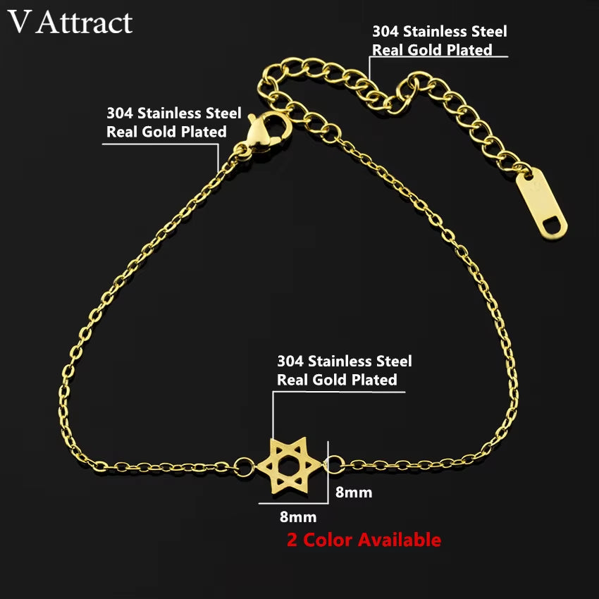 2024 Stainless Steel Chain Pulseras Vintage Mujer Jerusalem Magen Star of David Charm Bracelet Femme Jewish Jewelry