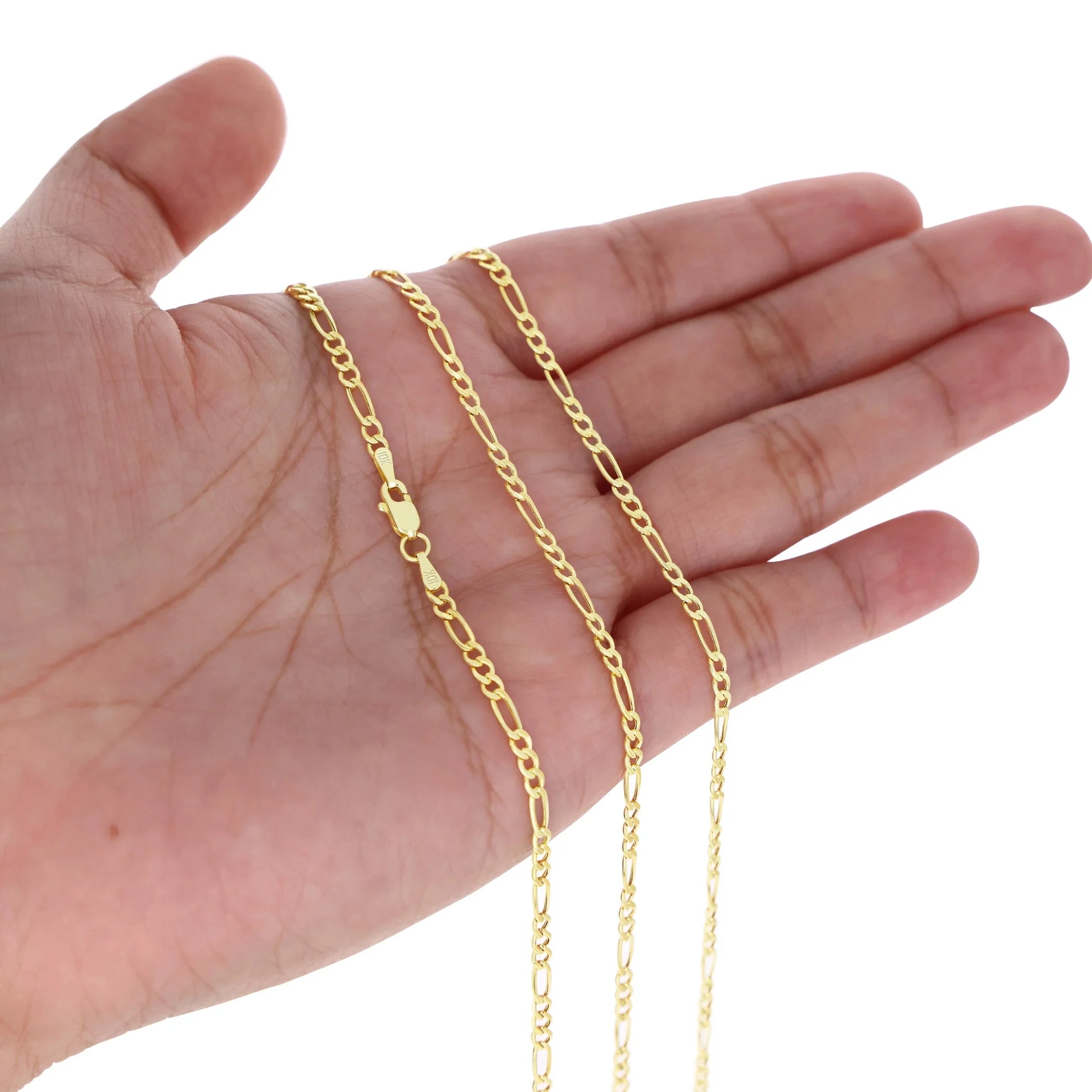 10K Real Yellow Gold Figaro Link 2.5Mm Chain Bracelet or Anklet (7"-9") Dainty Italian Jewelry for Men & Women