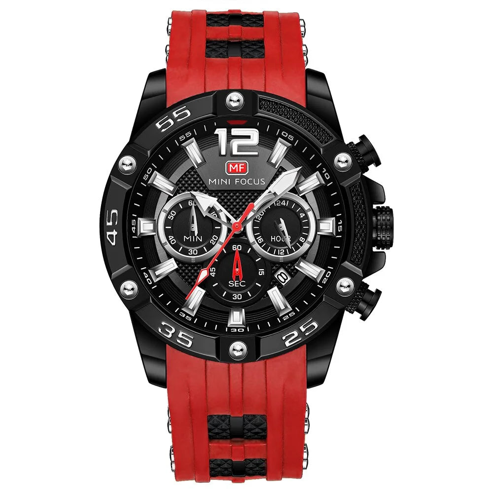 Men Watches Top Brand Luxury Quartz Waterproof Sport Wristwatches Reloj Hombre Montre Homme Relogio Masculino Red Silicone Strap