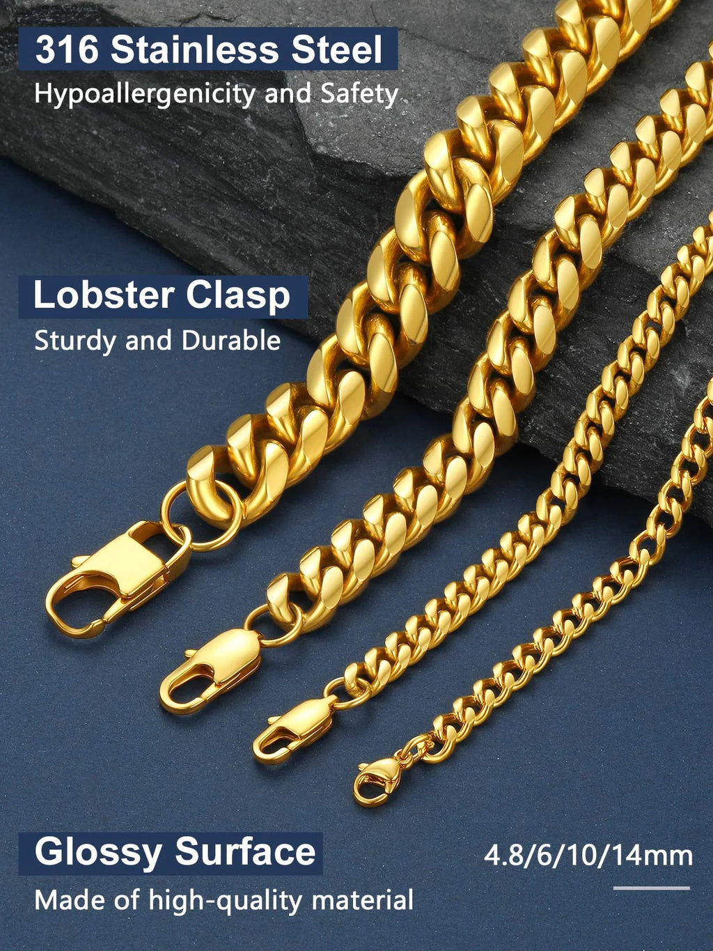 Cuban Chain for Mens 26 Inch 14MM Mens Gift Rapper Hip Hop Necklaces Gold Plated