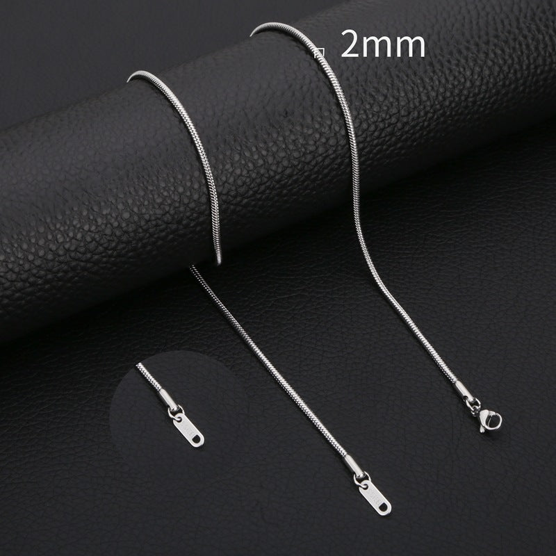 Minimalist Men'S Stainless Steel round Snake Necklace