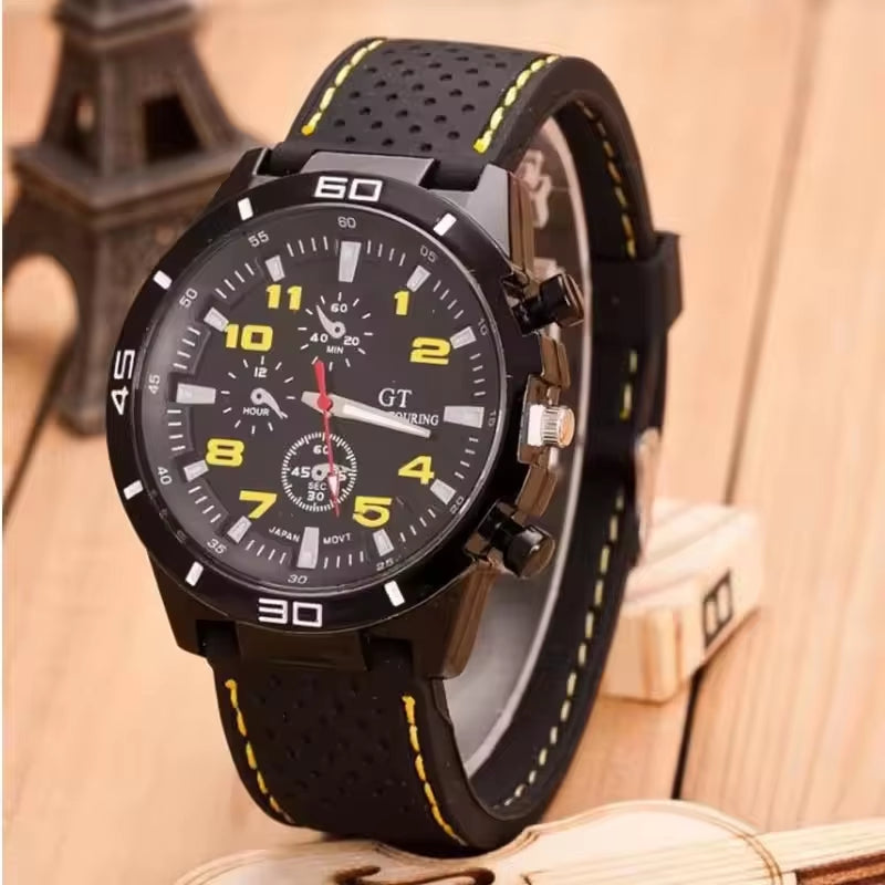 Fashionblack Leather Watch for Men Personality round Watch Dial Watch