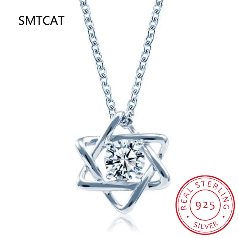 Collare Magen Star of David 925 Sterling Silver Pendant Israel Chain Necklace Women Judaica Jewish Vintage Fine Jewelry