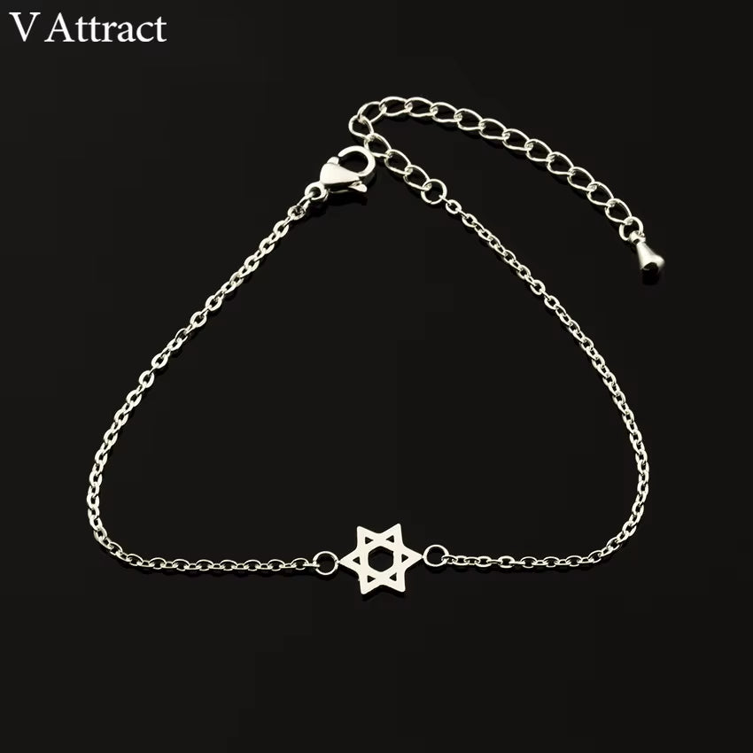 2024 Stainless Steel Chain Pulseras Vintage Mujer Jerusalem Magen Star of David Charm Bracelet Femme Jewish Jewelry