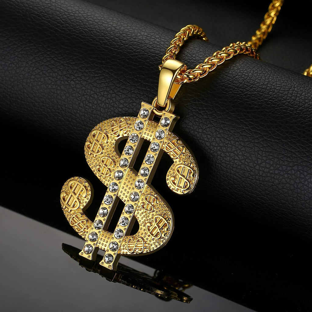 Gold Chain for Men with Dollar Sign Pendant Necklace