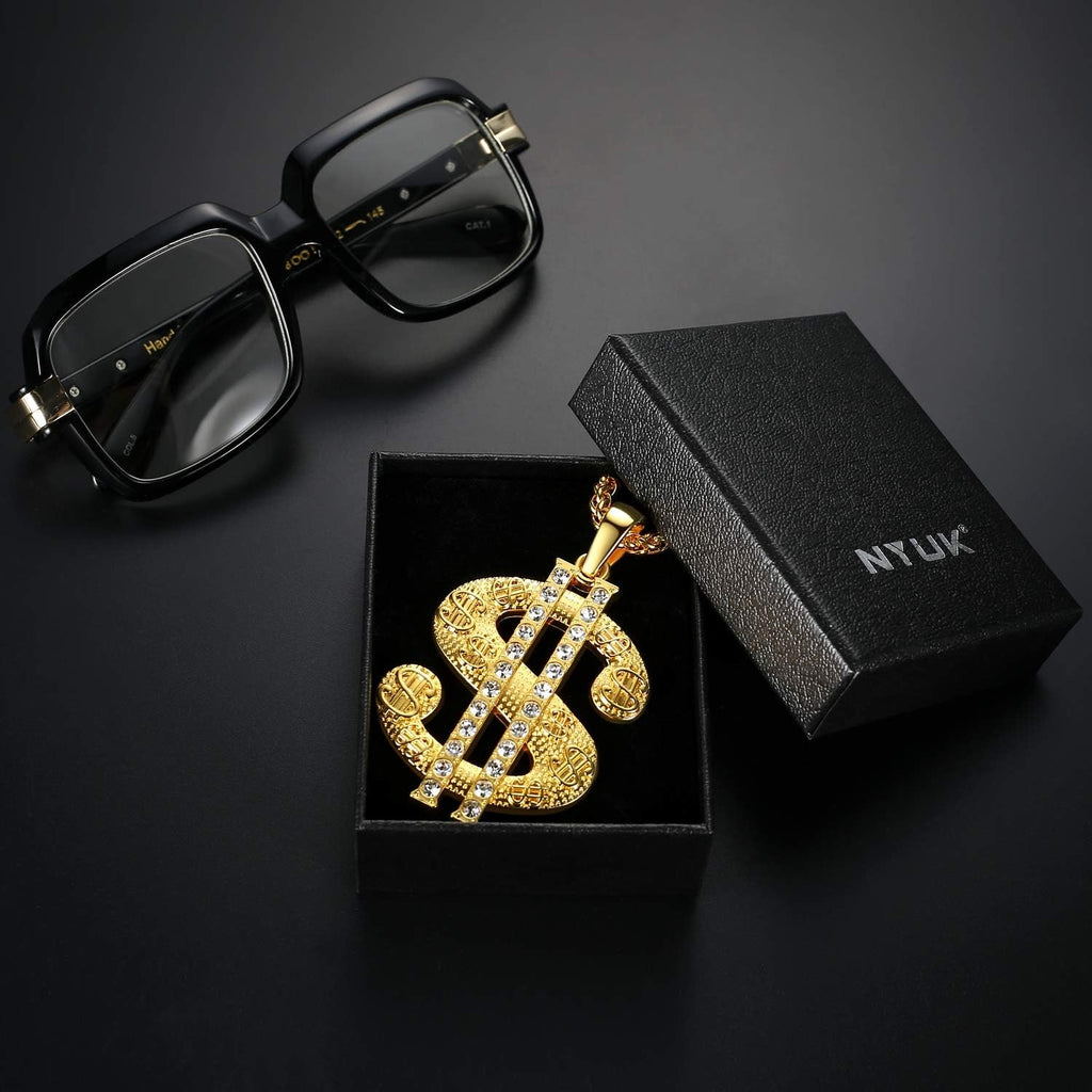 Gold Chain for Men with Dollar Sign Pendant Necklace
