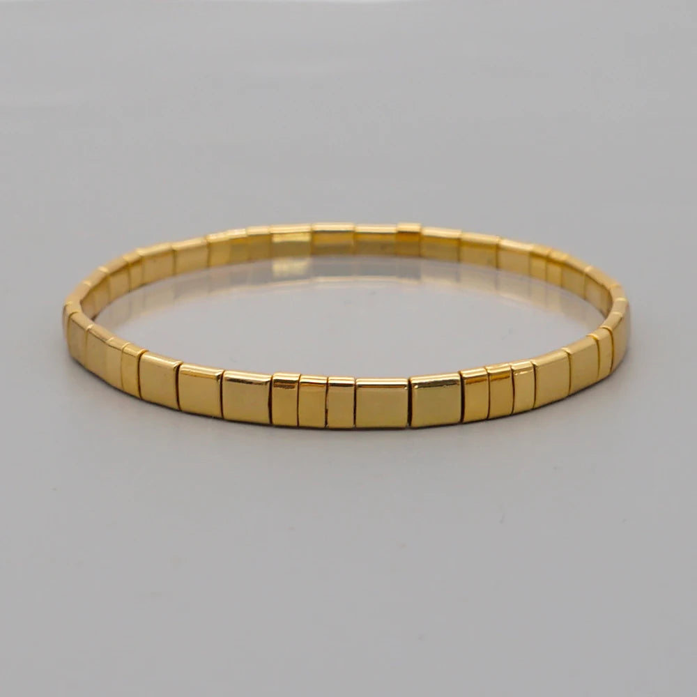 Tila Bracelets for Women Men Couple Jewelry Gift Classic Jewellery Gold Color Beaded Pulseras Stretch Bracelet Wholesale