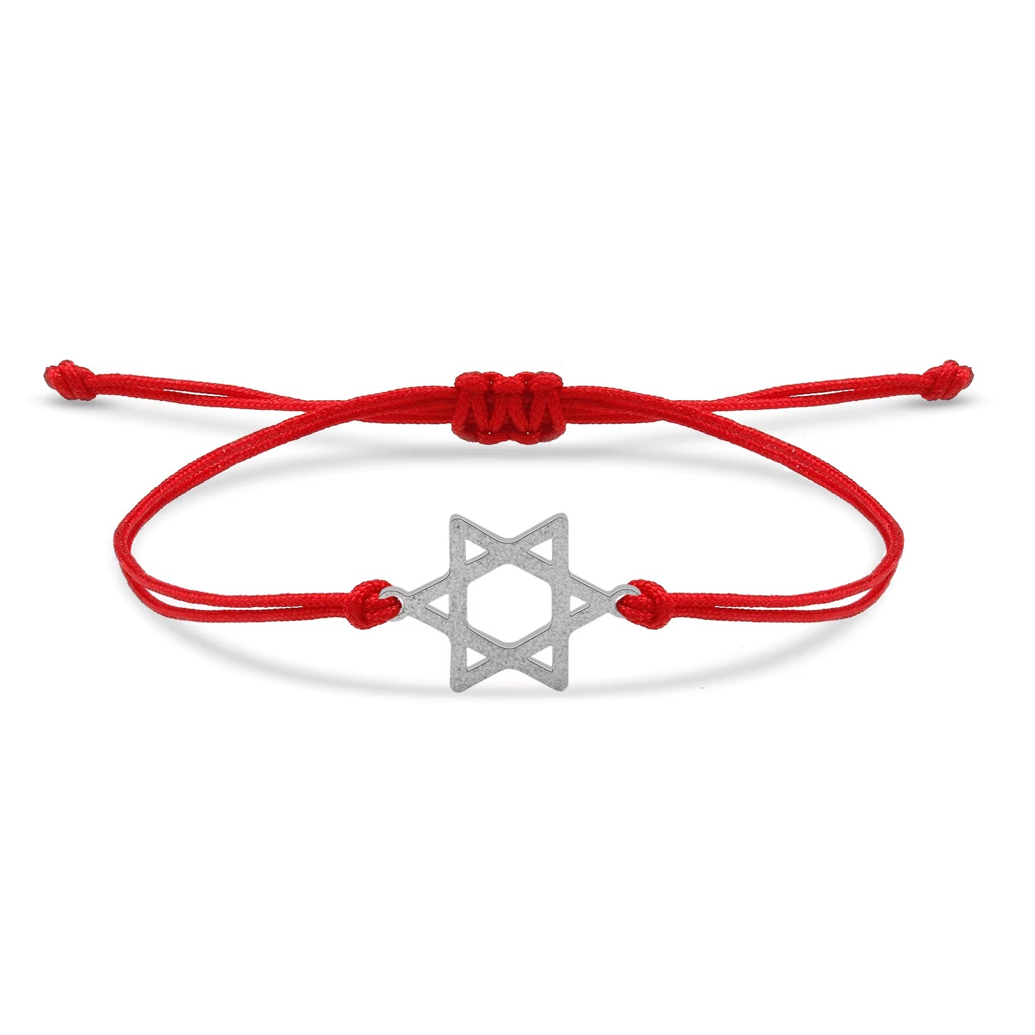 Scrub Stainless Steel Six Jewish Star of David Charm Bracelet Women New Fashion Red String Handmade Adjustable Jewelry Present