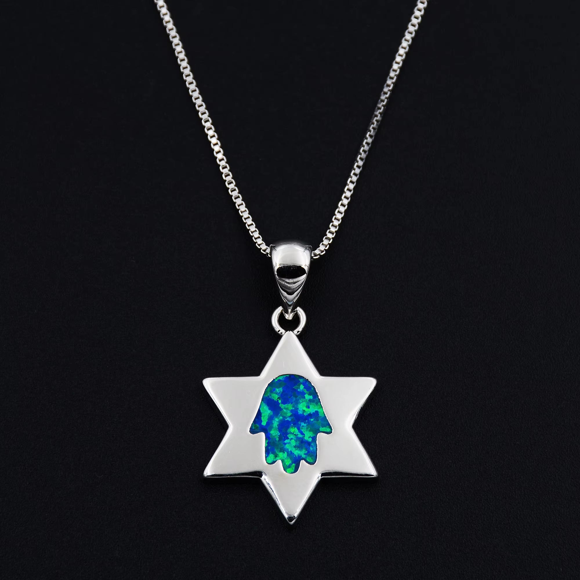 Star of David Fire Opal Chai Hebrew Jewish Pendant Necklace
