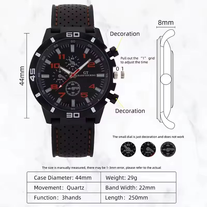 Fashionblack Leather Watch for Men Personality round Watch Dial Watch