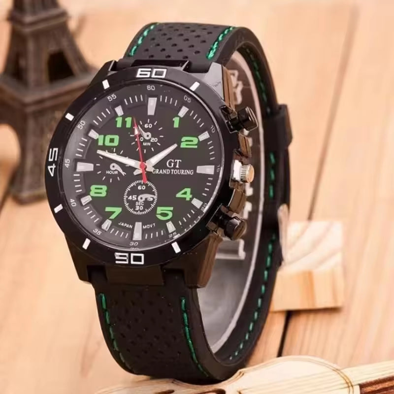 Fashionblack Leather Watch for Men Personality round Watch Dial Watch