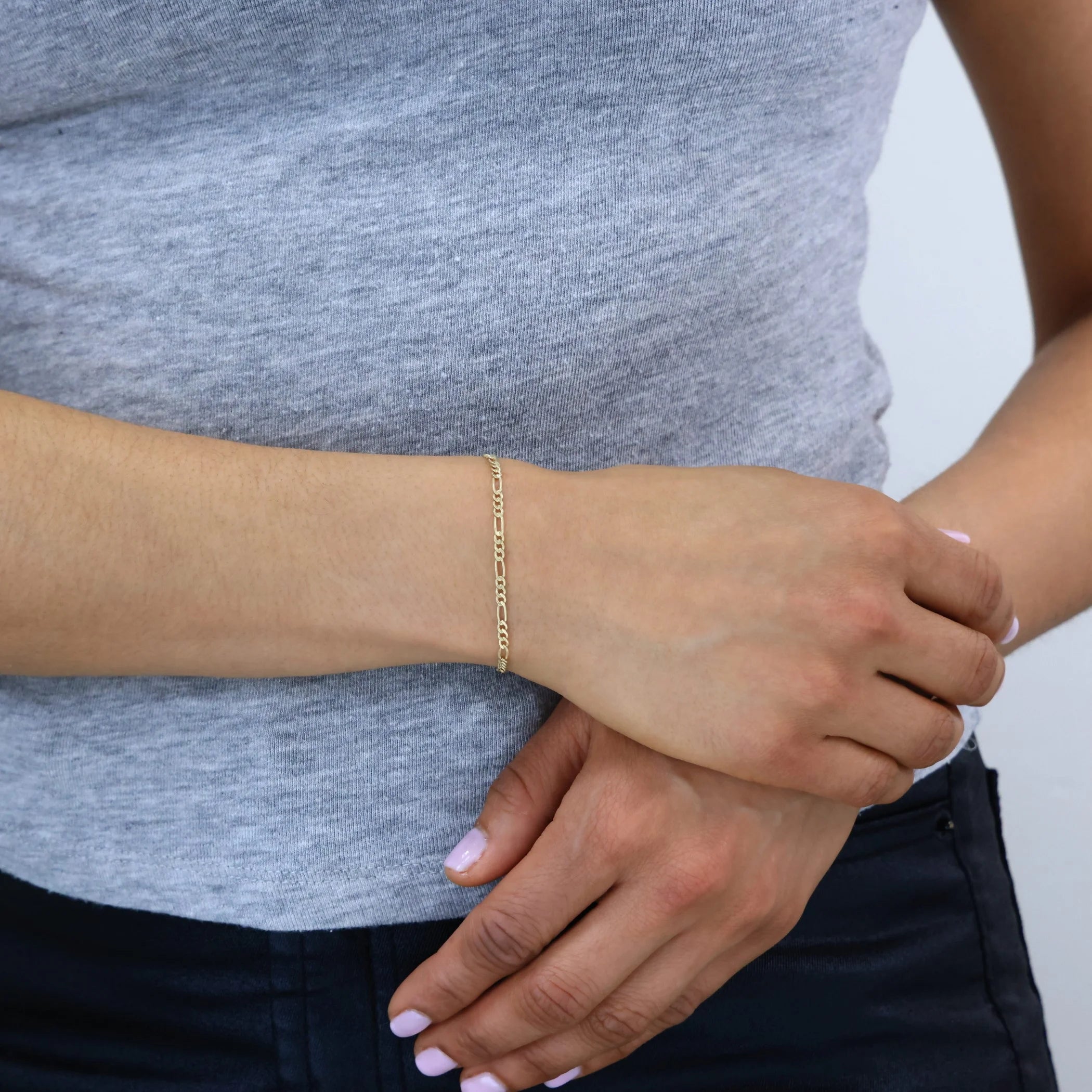 10K Real Yellow Gold Figaro Link 2.5Mm Chain Bracelet or Anklet (7"-9") Dainty Italian Jewelry for Men & Women