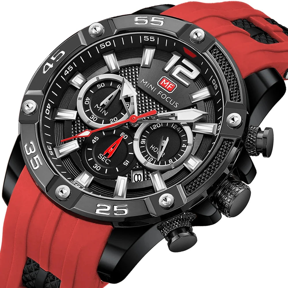 Men Watches Top Brand Luxury Quartz Waterproof Sport Wristwatches Reloj Hombre Montre Homme Relogio Masculino Red Silicone Strap