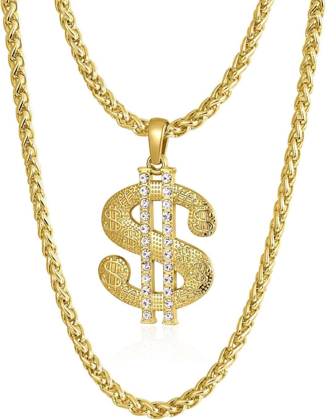 Gold Chain for Men with Dollar Sign Pendant Necklace